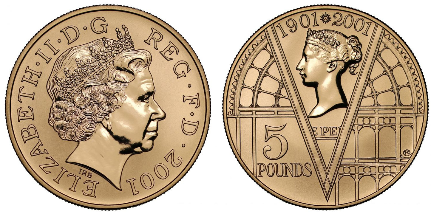 Elizabeth II 2001 Reverse PF70 Five-Pounds Victoria Anniversary