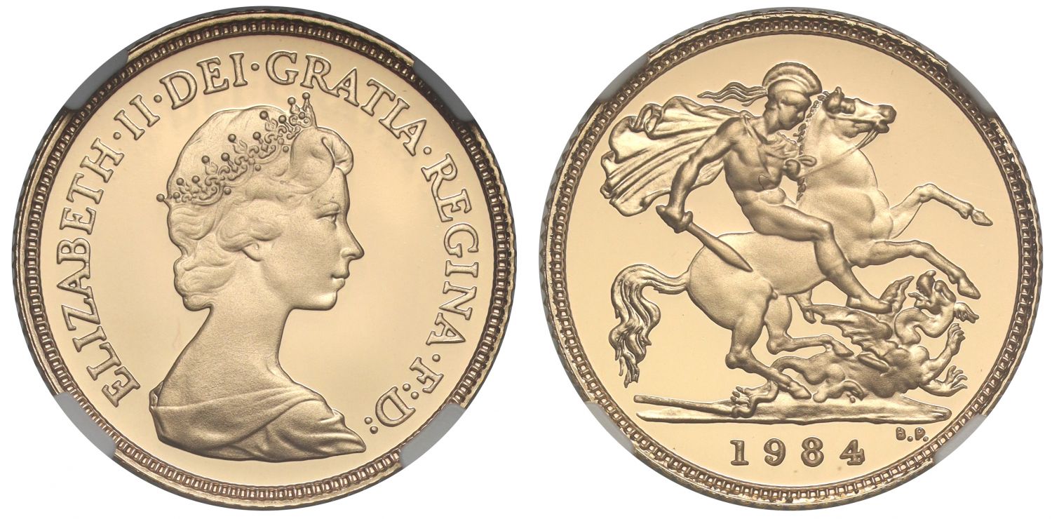 Elizabeth II 1984 proof Half-Sovereign PF70 UCAM