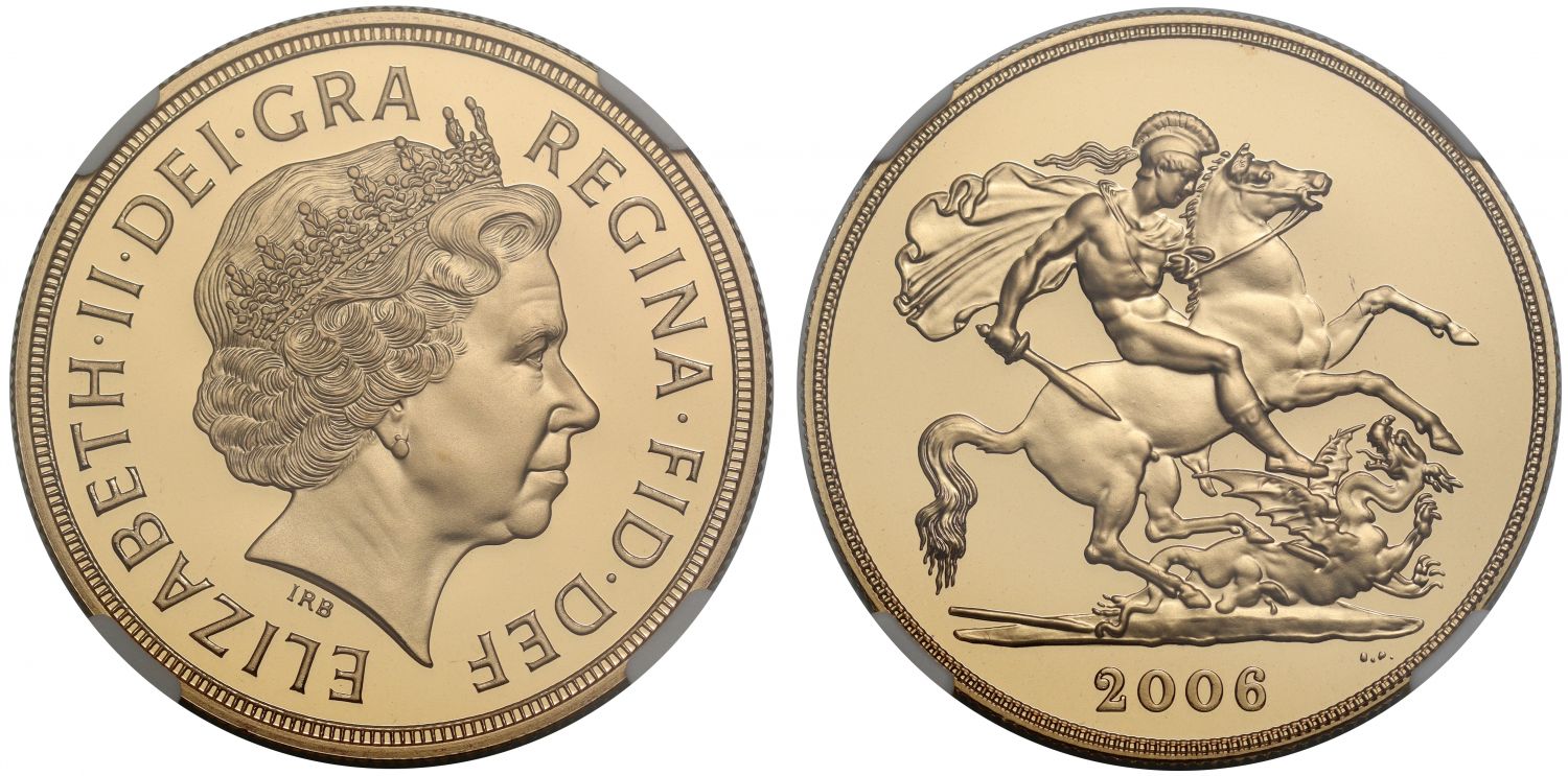 Elizabeth II 2006 proof Five-Pounds PF70 UCAM