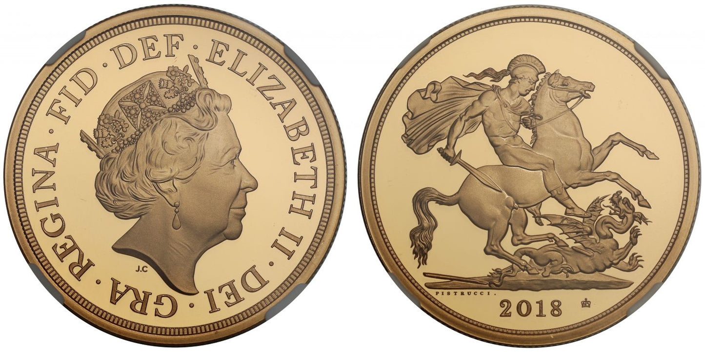 Elizabeth II 2018 proof Five-Pounds PF70 UCAM Sapphire Anniversary