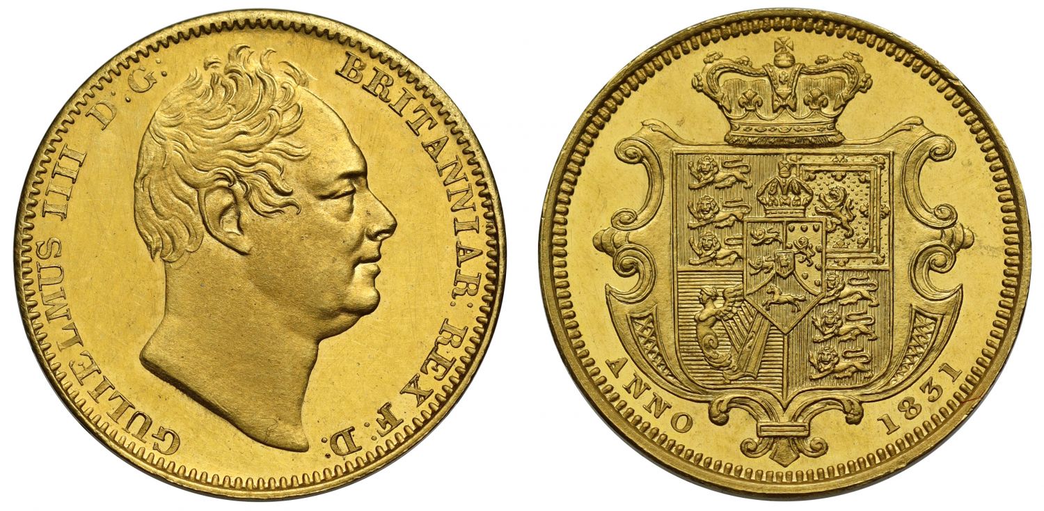 William IV 1831 proof Half-Sovereign, Coronation issue PF62 Cameo