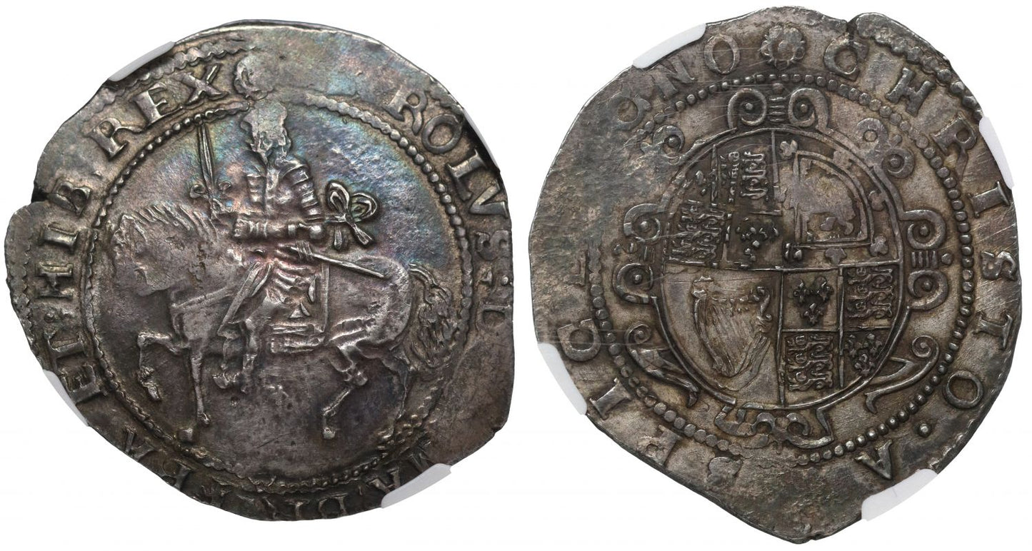 Charles I Halfcrown Exeter Mint, mm rose, MS61
