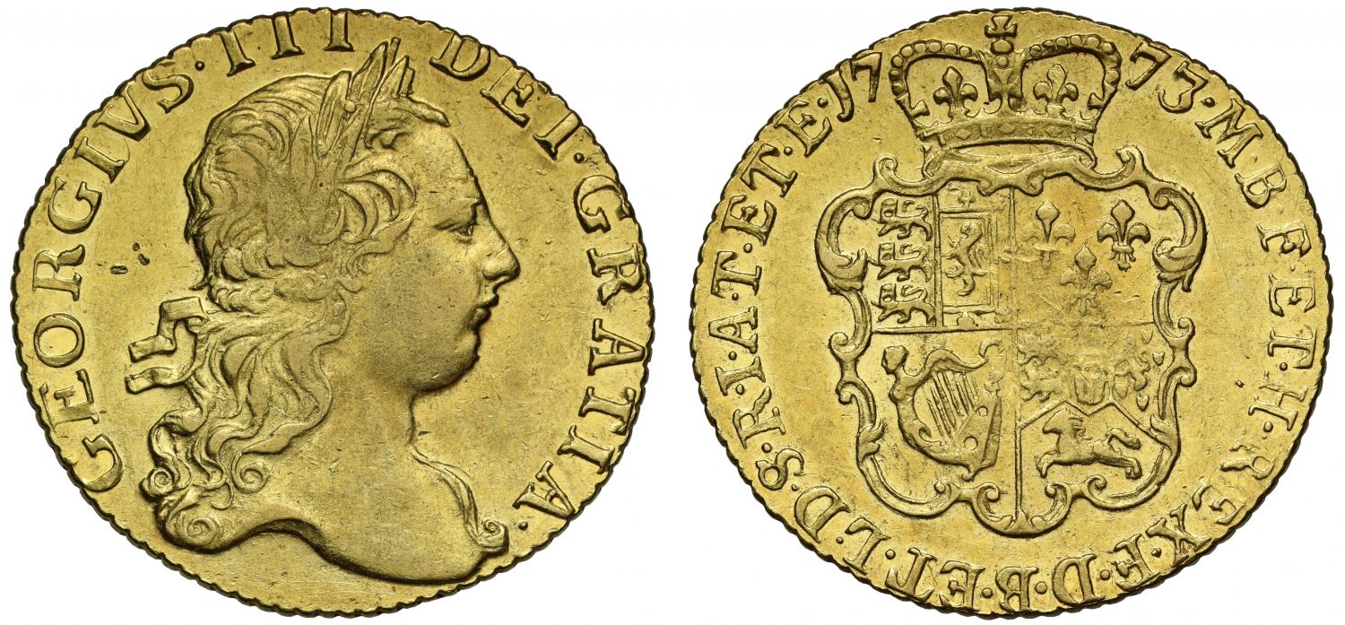 George III 1773 Guinea, last year for third head