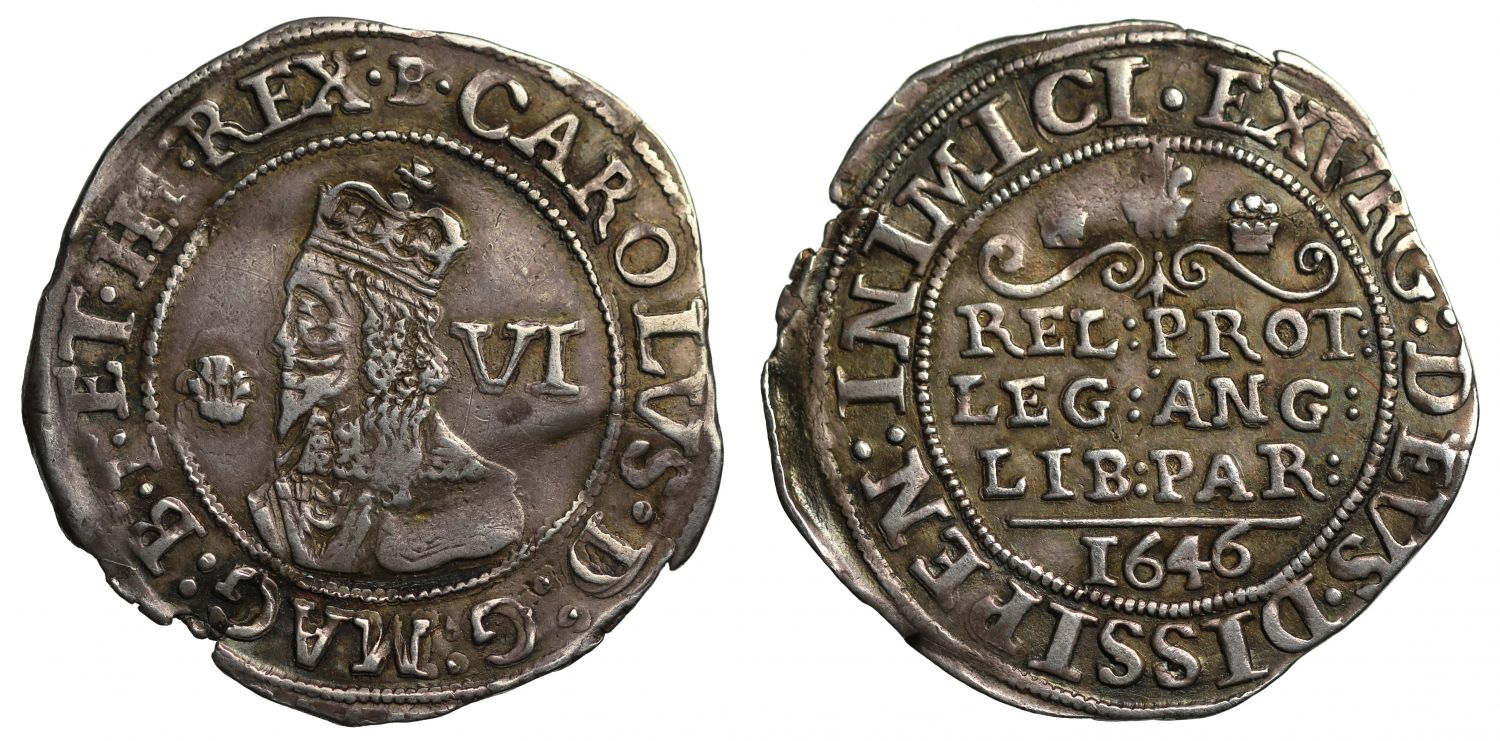 Charles I 1646 Sixpence, Bridgnorth-on-Severn mint