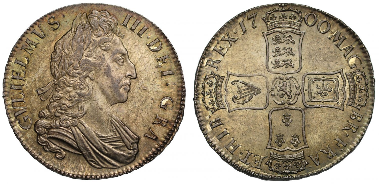 William III 1700 Crown, 3rd bust variety, DVODECIMO edge, ex Dr Miller
