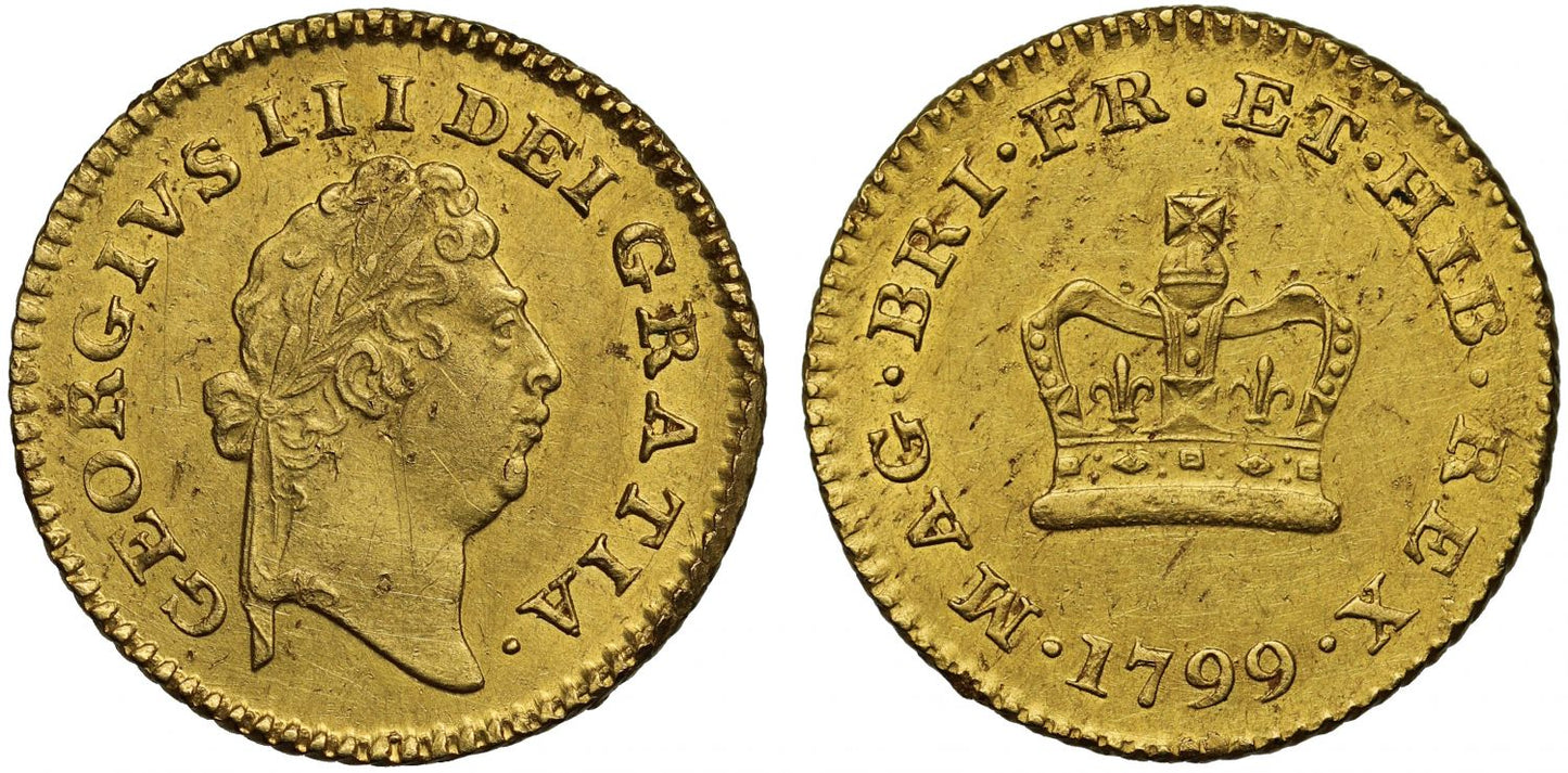 George III 1799 Third-Guinea, first bust, rare date R3