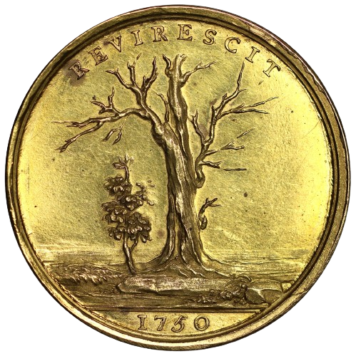 Jacobite, Prince Charles Edward Stuart, Oak Society, 1750 Gold Jacobite Medal 