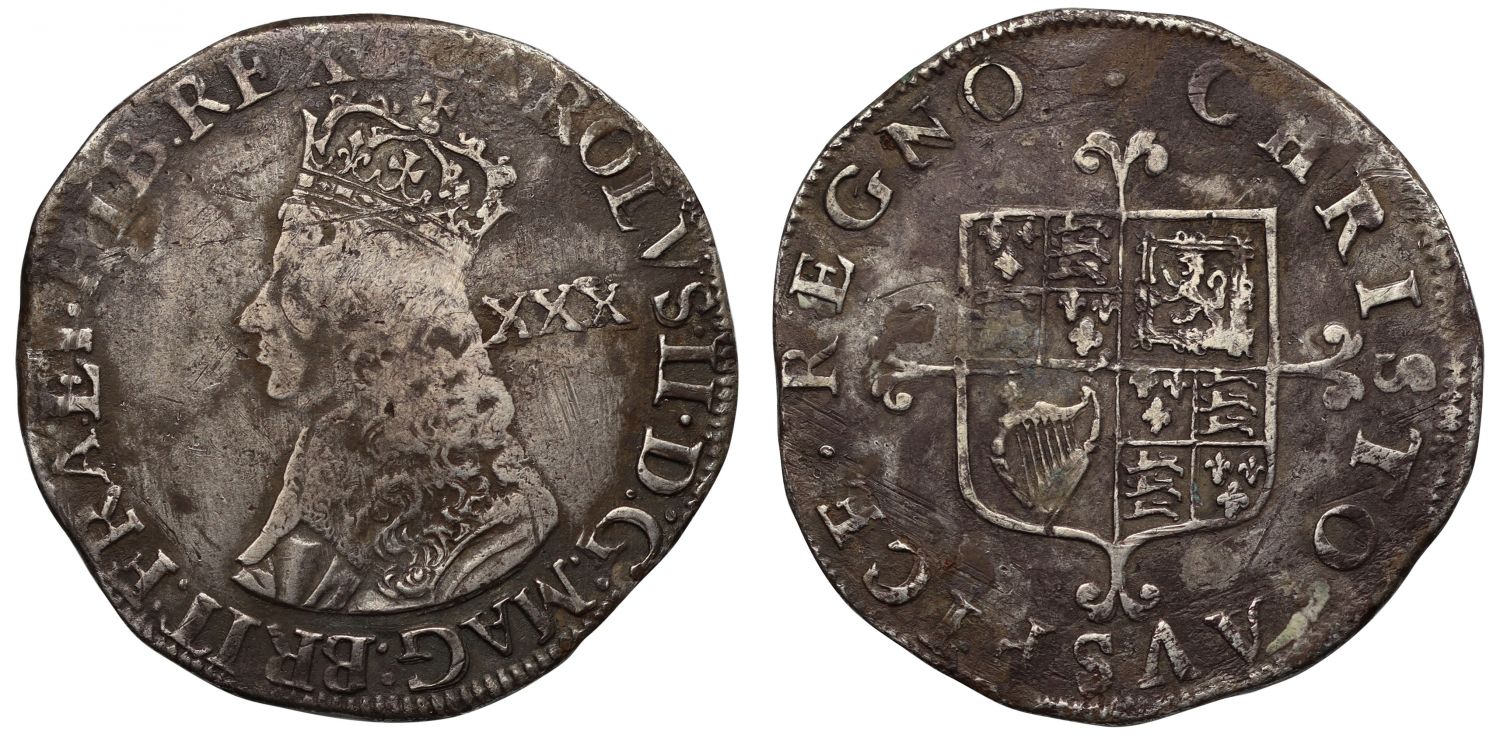 Charles II Halfcrown, 2nd hammered issue, extremely rare