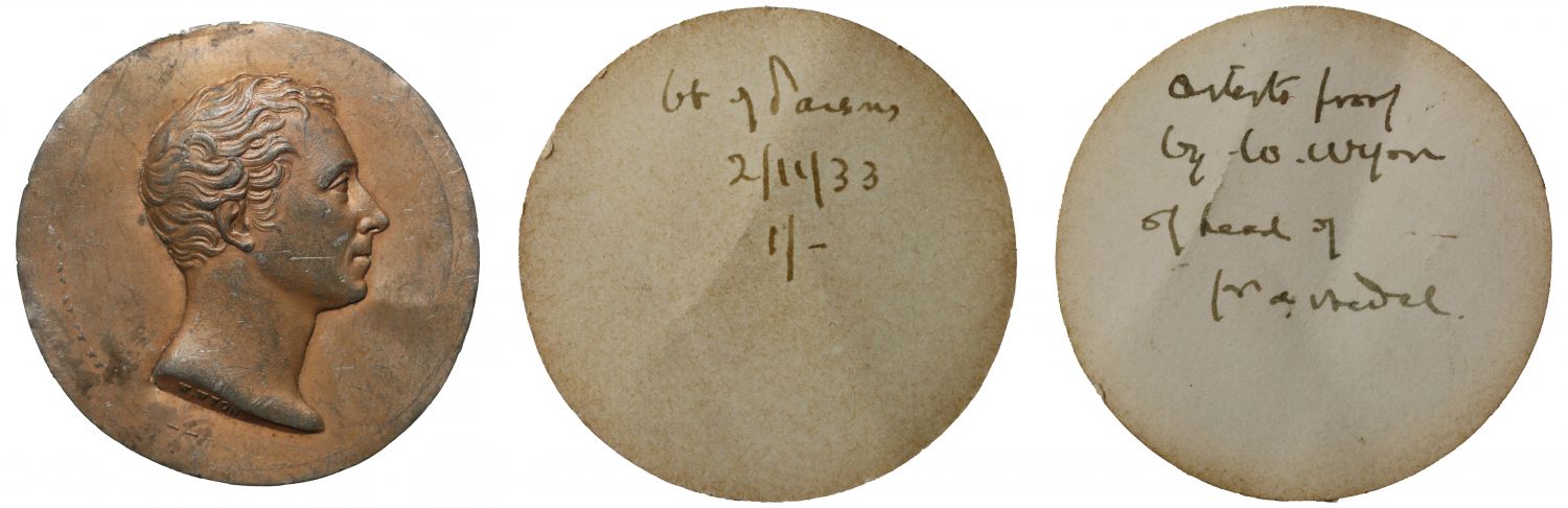 Enigmatic uniface of the Eton College Pelham Prize Medal by William Wyon.