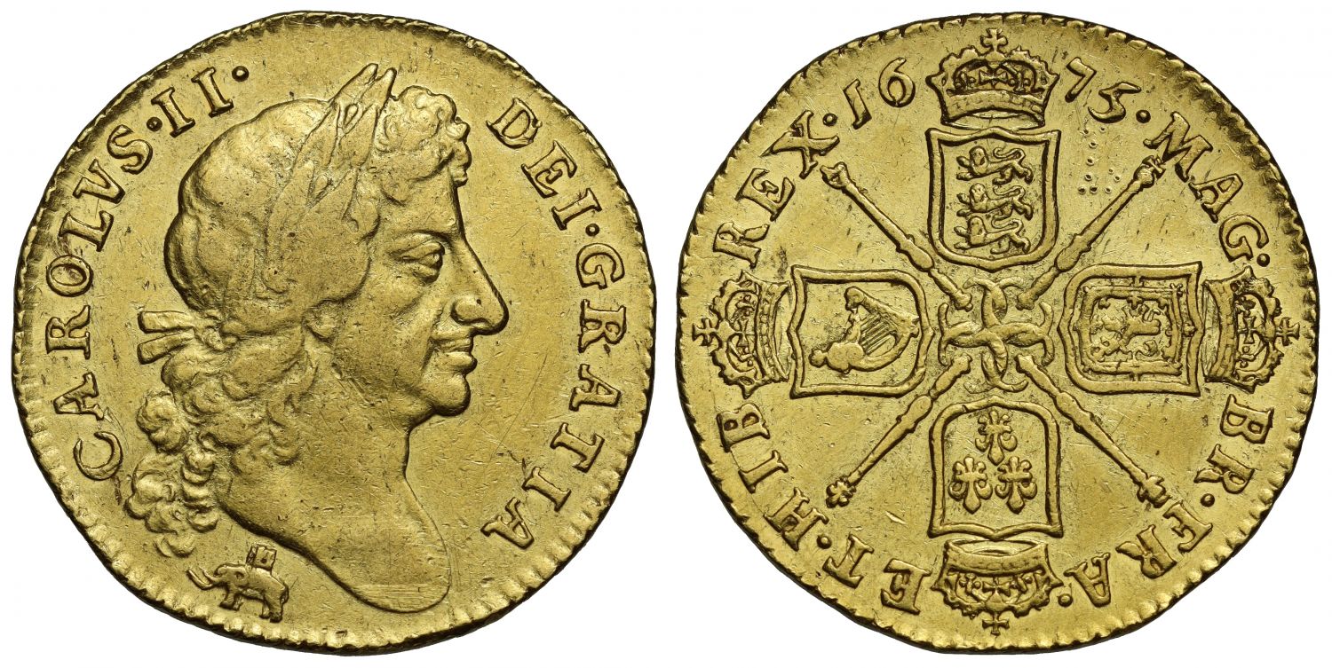 Charles II 1675 Guinea Elephant & Castle, extremely rare issue