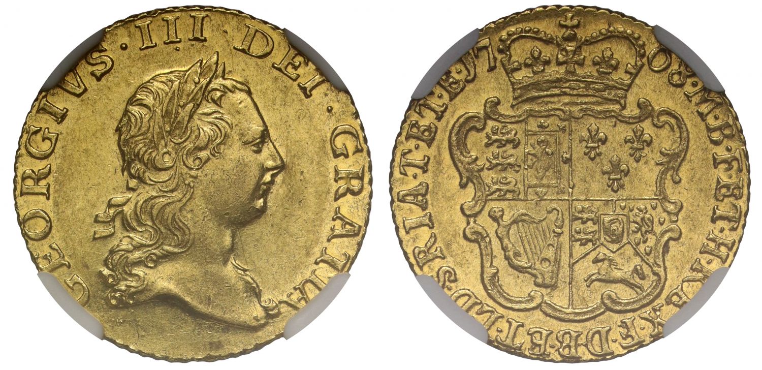 George III 1768 Half-Guinea, second bust, AU58, joint finest graded, ex Baumhauer
