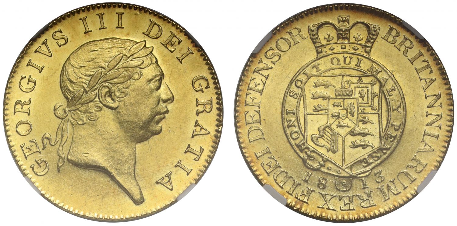 George III 1813 'Military' Guinea MS62, sixth bust