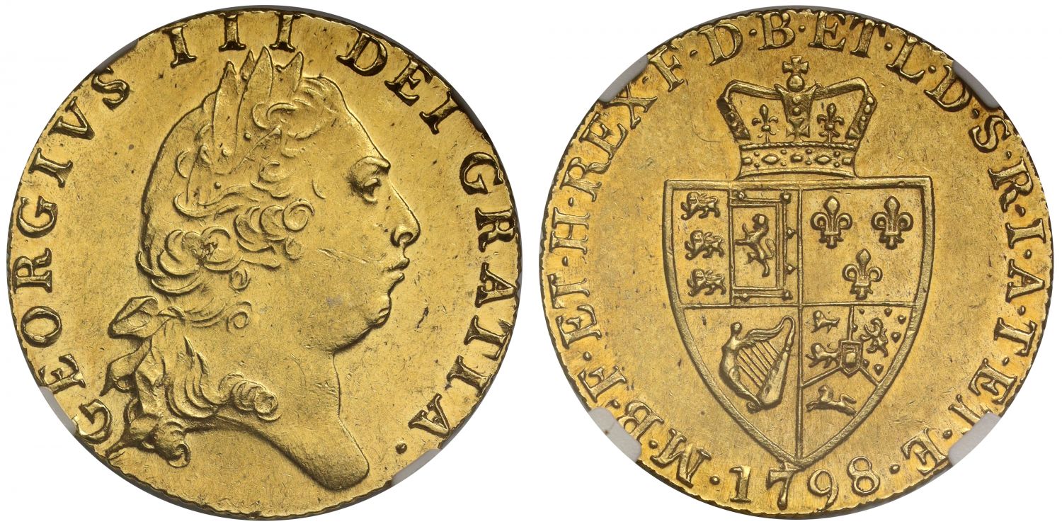 George III 1798 Guinea MS61, fifth head, spade reverse, ex Hayleigh Collection
