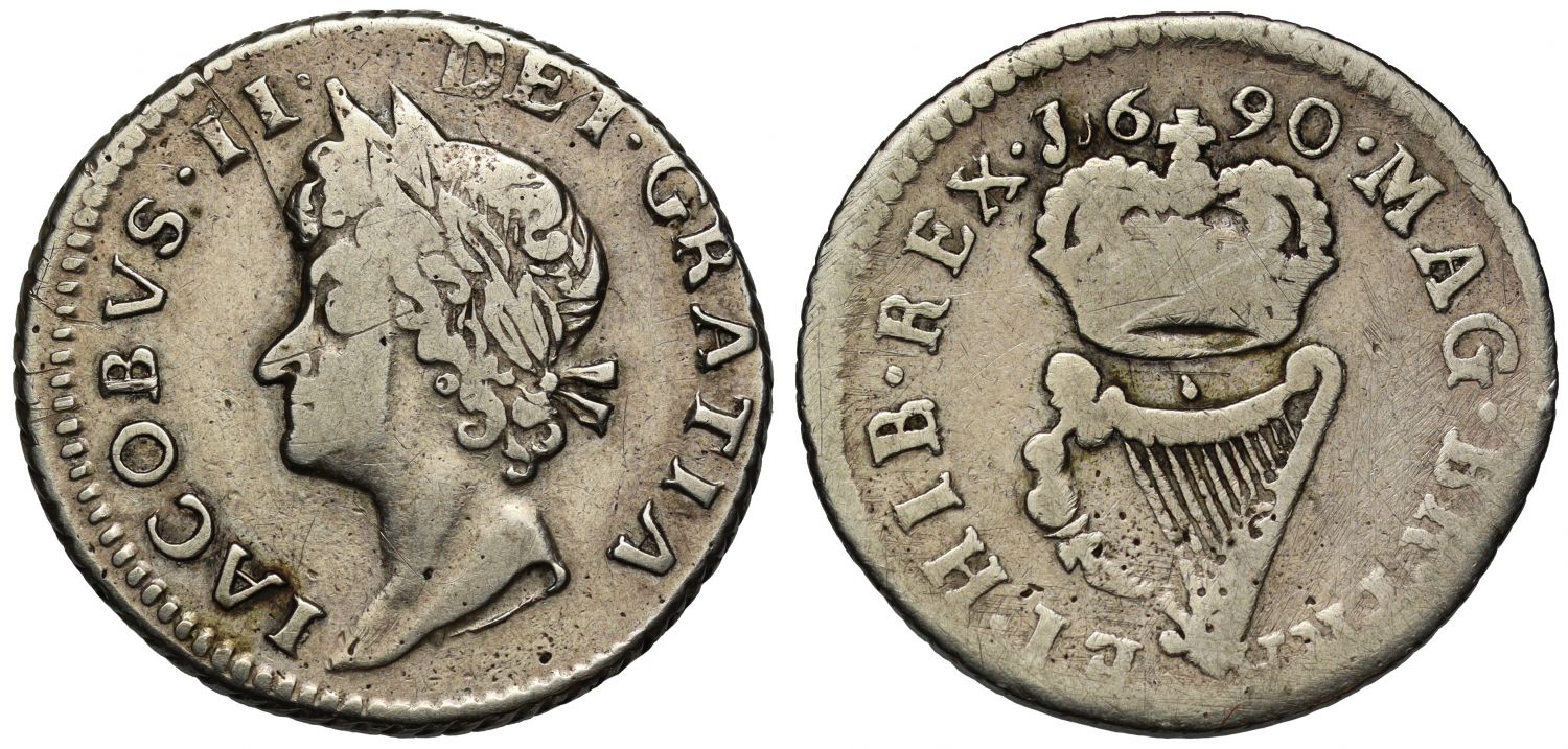 Ireland, James II 1690 silver proof Halfpenny Pewter Money