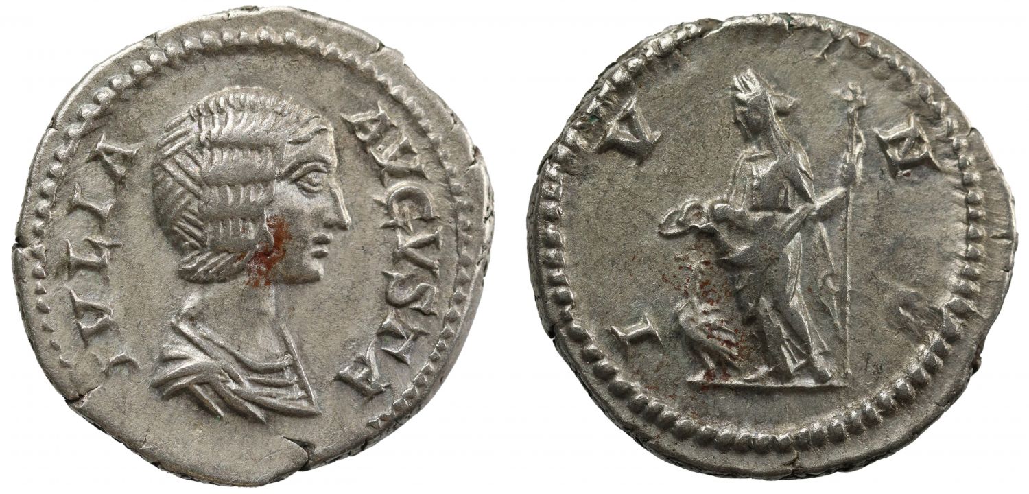 Julia Domna, silver Denarius, Juno.