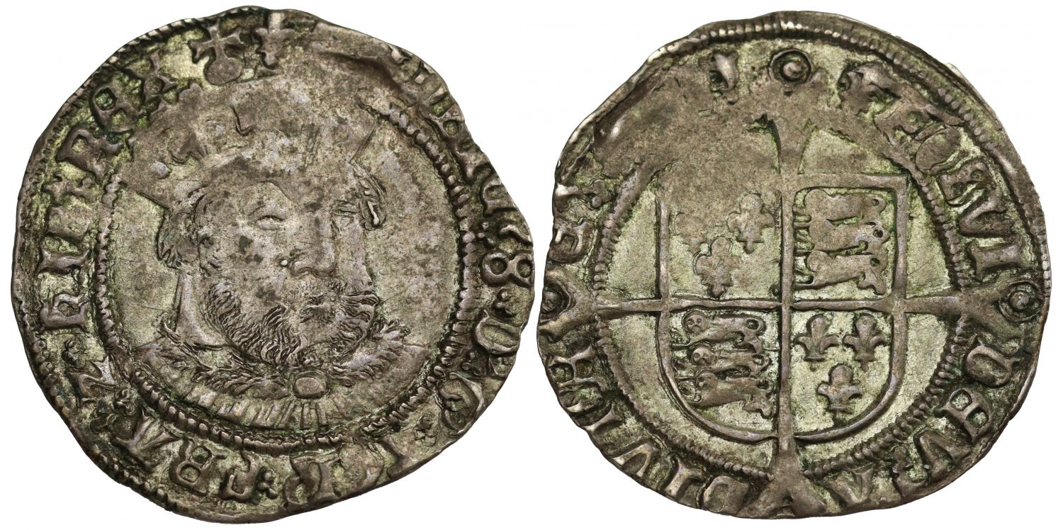 Henry VIII Groat third coinage, bust 1, mm lis, pellet in annulet forks on reverse