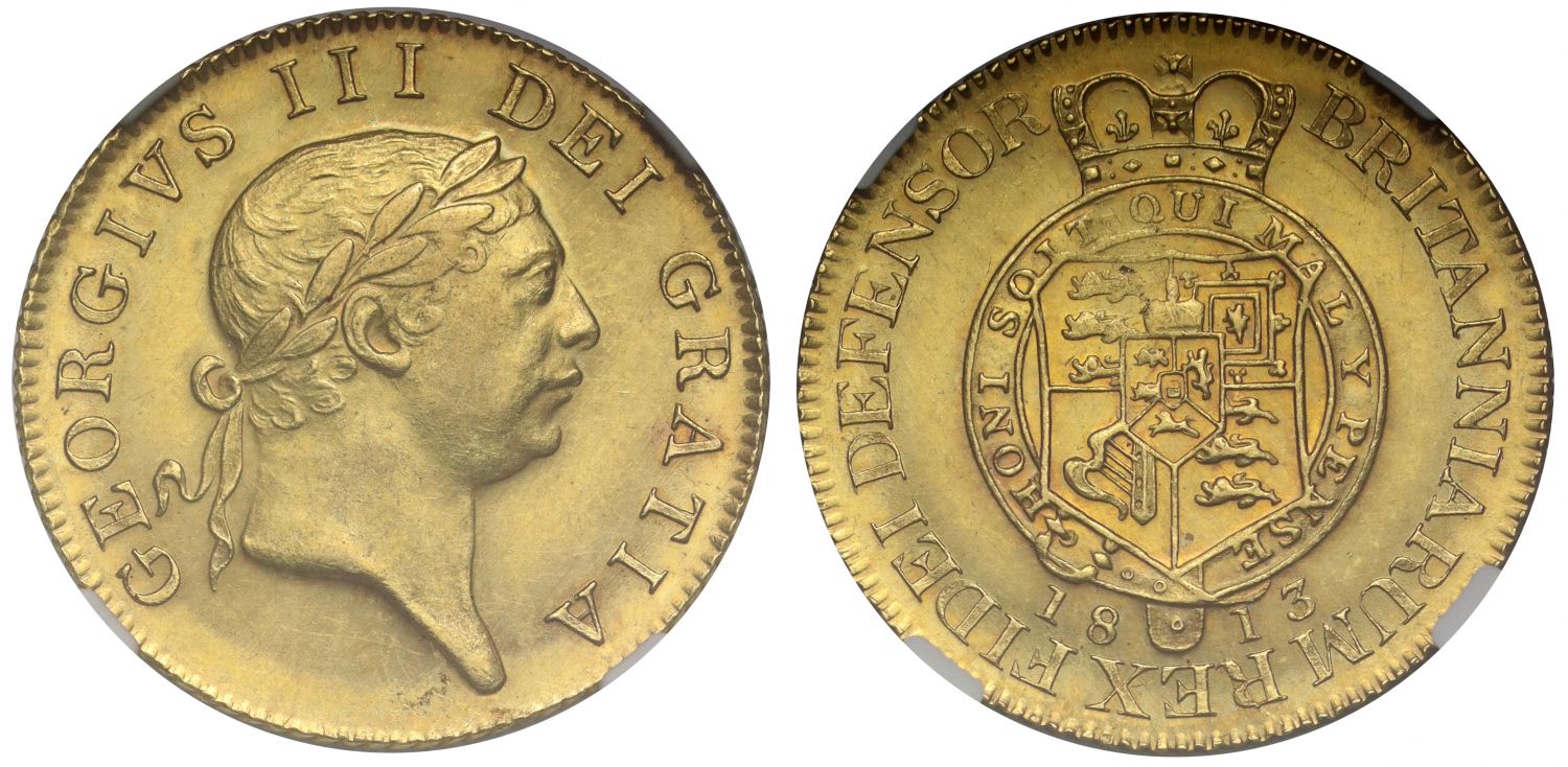 George III 1813 'Military' Guinea, MS62, last year for the Guinea