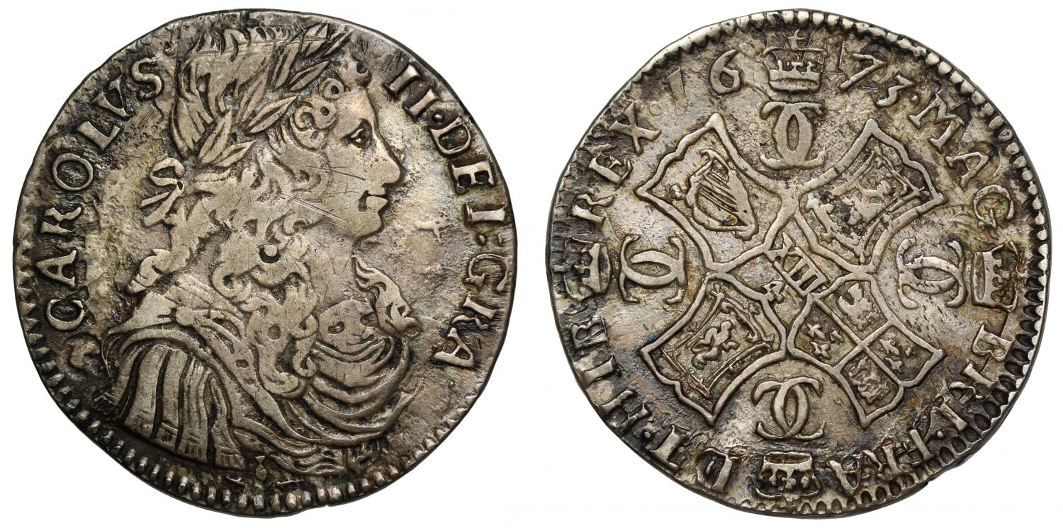 Scotland, Charles II 1673 Merk, first type