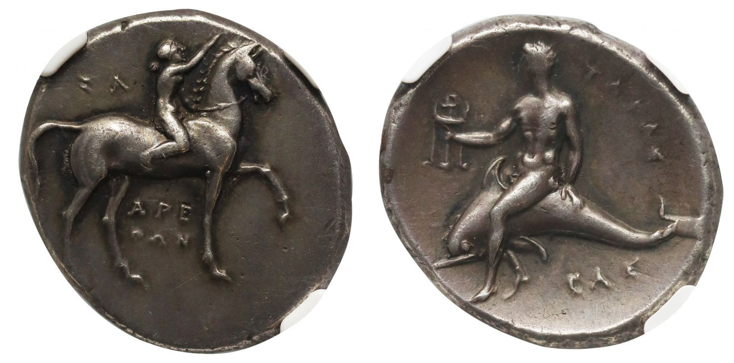 Calabria, Tarentum, silver Didrachm, Ch XF 4/5 5/5
