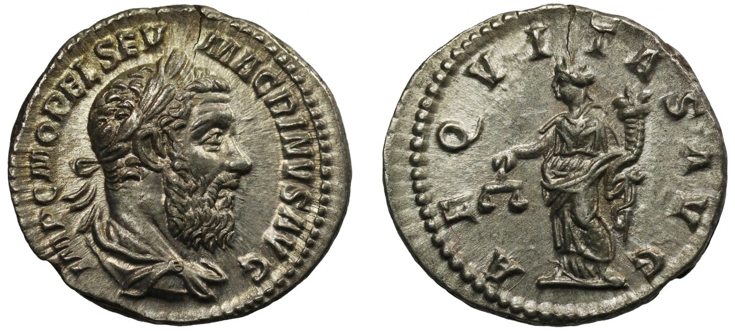 Macrinus, Silver Denarius, Aequitas