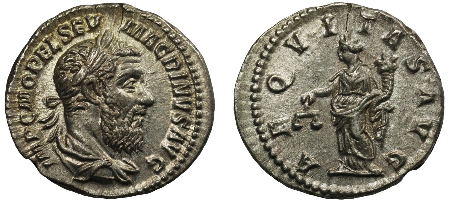 Macrinus, Silver Denarius, Aequitas.