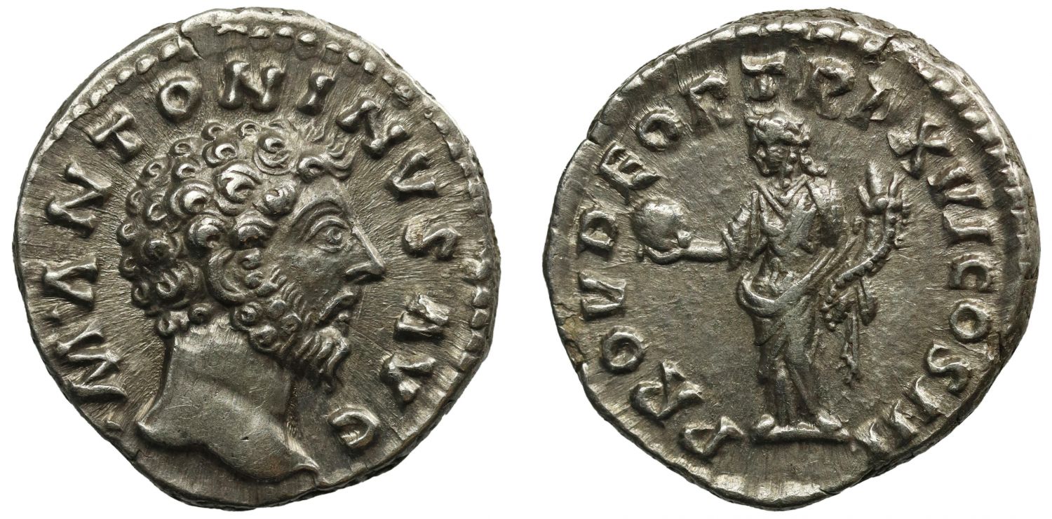Marcus Aurelius, Silver Denarius, Providentia.