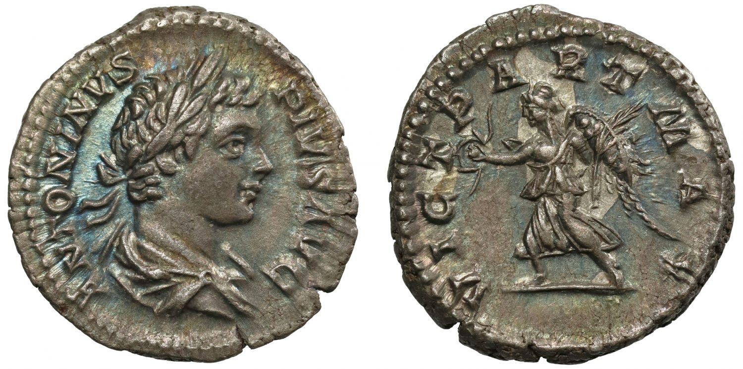 Caracalla, Silver Denarius, Victory in Parthia.