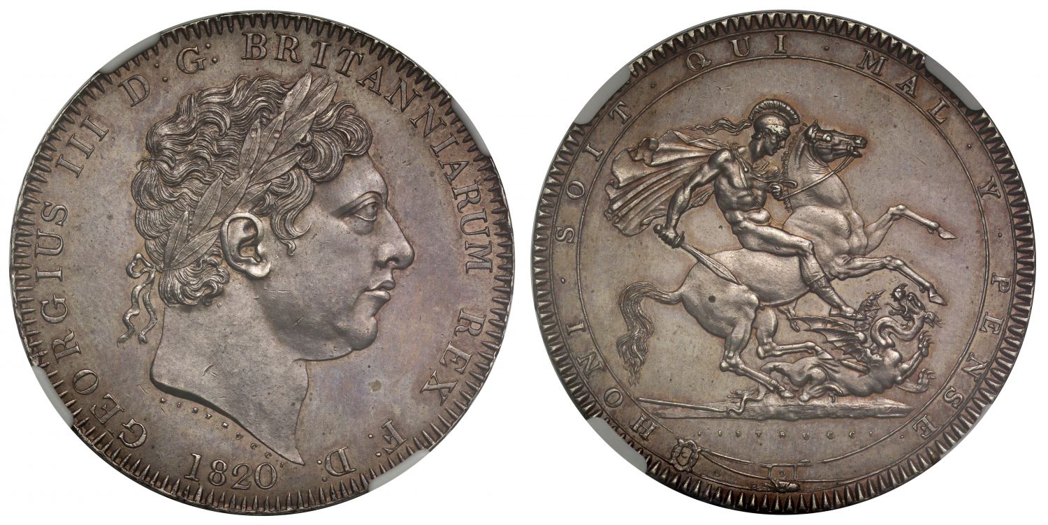 George III 1820 Crown LX edge, last year of reign MS61