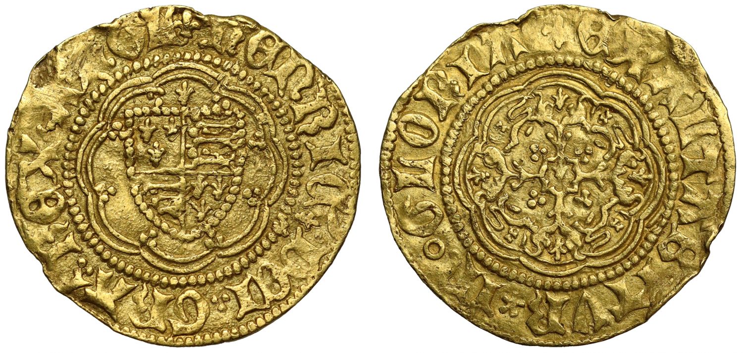 Henry VI Quarter-Noble, Calais Mint, mint mark small lis very rare