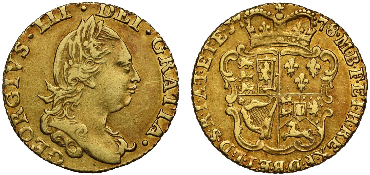 George III 1778 Half-Guinea, fourth head, rare date