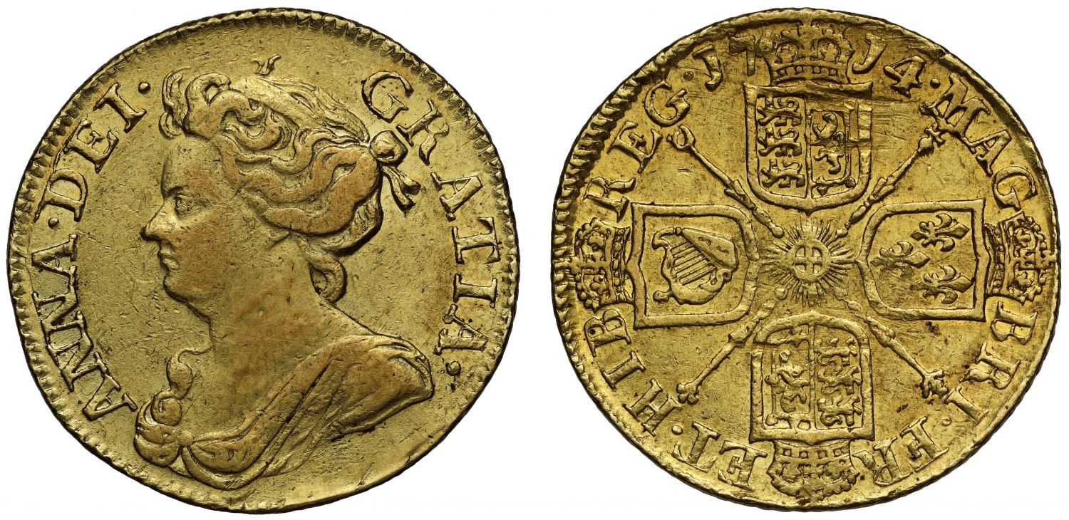 Anne 1714 Guinea, third bust, final year for reign