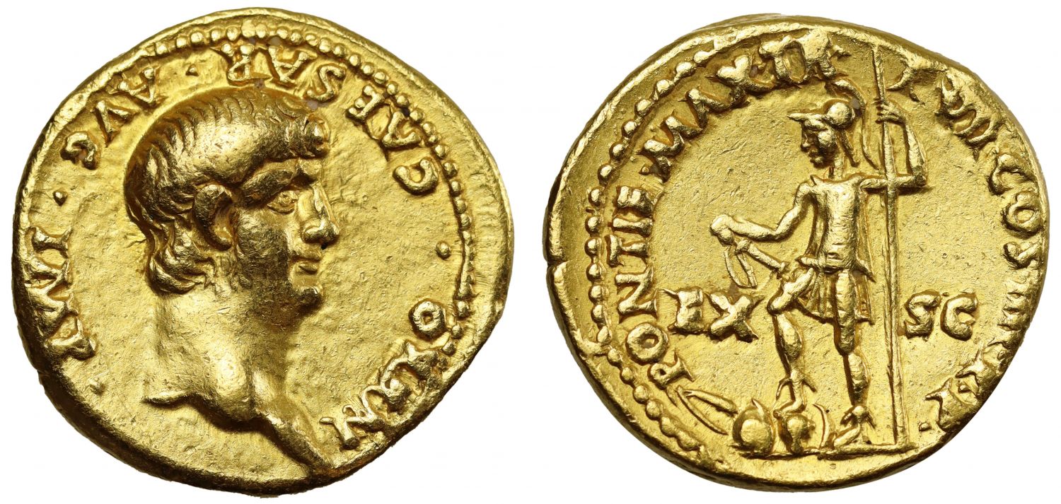 Ch VF 5/5 3/5 | Nero, gold Aureus, Virtus.