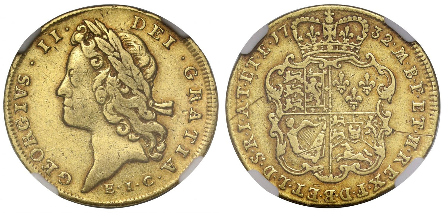 George II 1732 Guinea, young head, East India Company issue