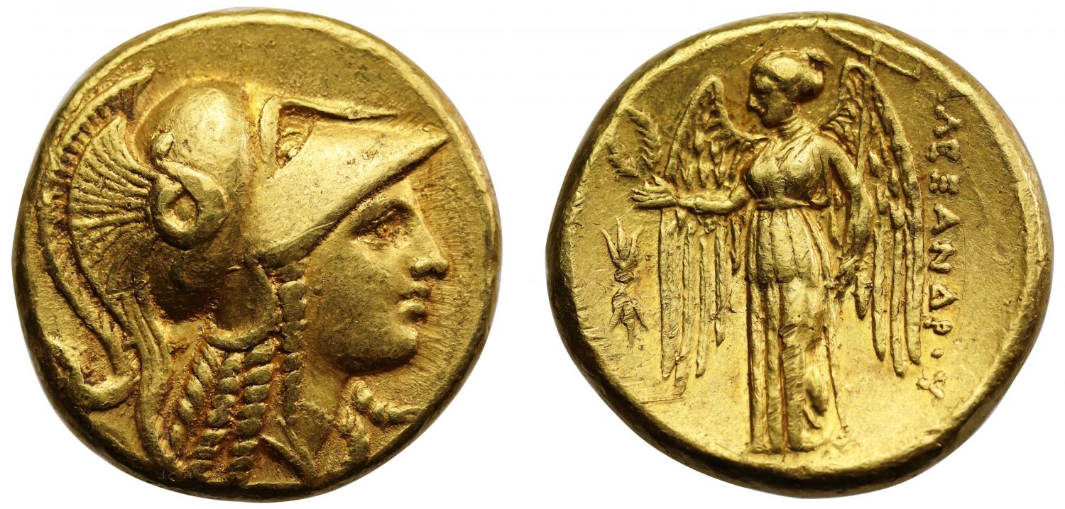Alexander the Great, gold Stater, Amphipolis.