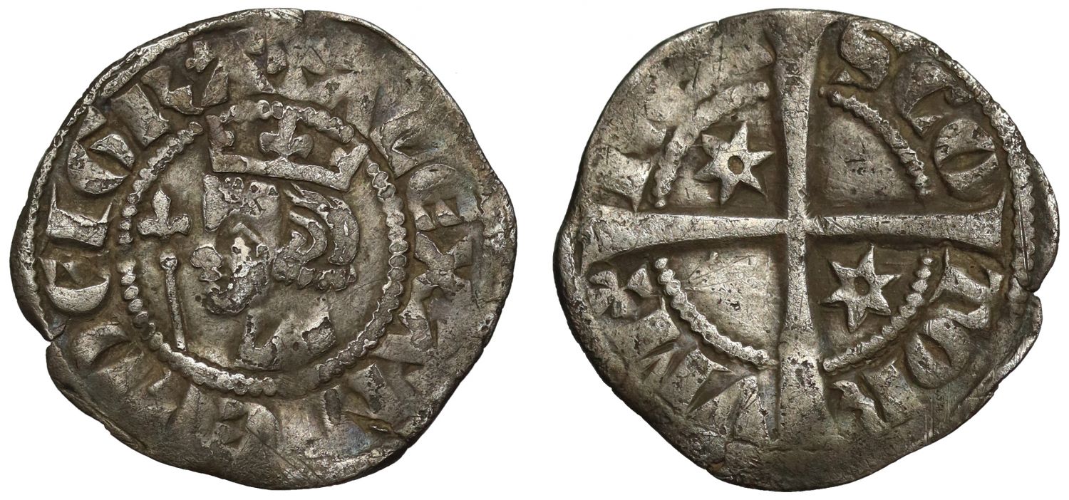 Scotland, Alexander III Halfpenny, second coinage, two mullets of 6 points