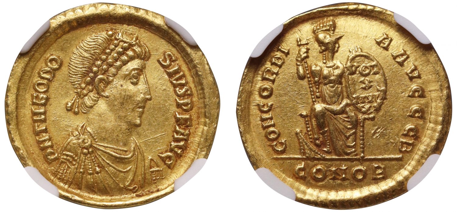 Theodosius I, Solidus AU 5/5 3/5