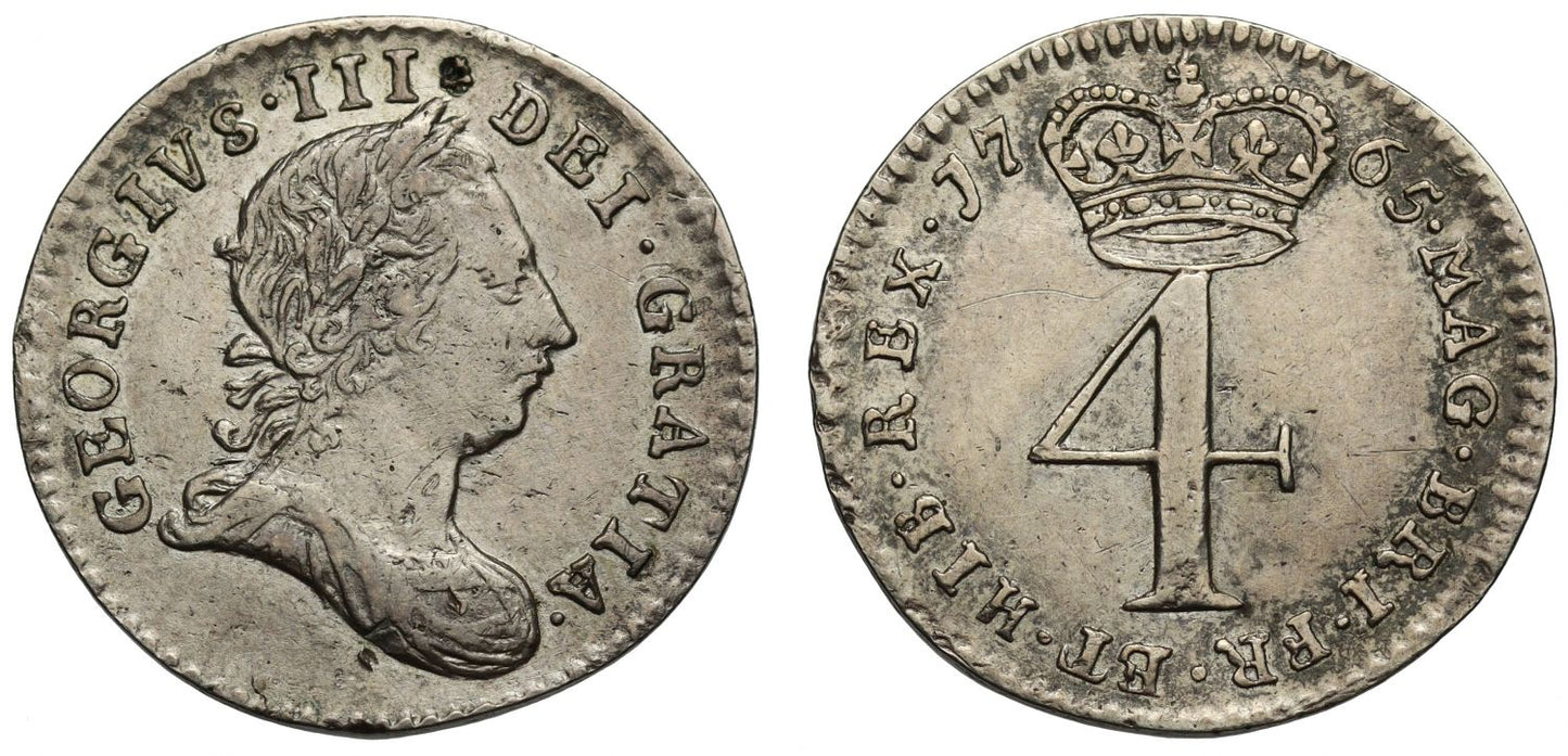 George III 1765 Groat of Fourpence, the rarest and key date