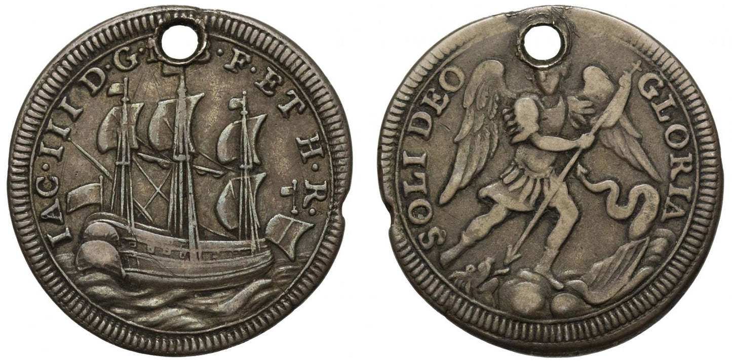 James III the Old Pretender silver Touch piece, NGC VF35