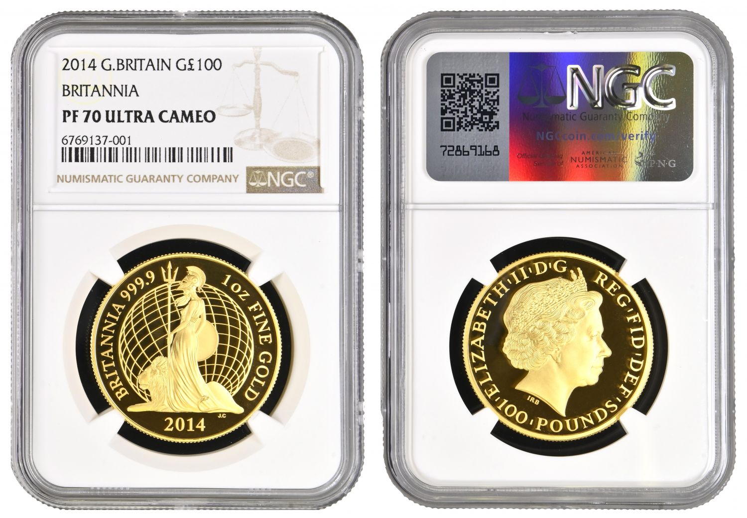 QE II 2014 proof £100 Britannia PF70 UC, most sought after date