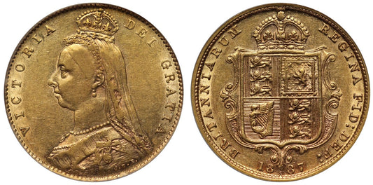 Victoria 1887 Half-Sovereign Sydney Mint AU53, DISH S503, ex Iverson Collection
