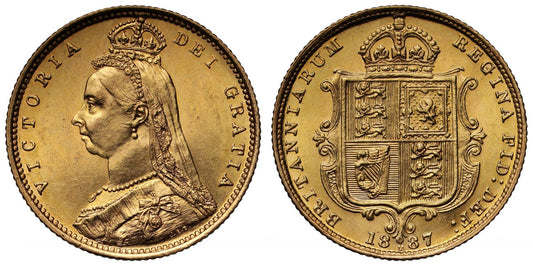 Victoria 1887 Half-Sovereign Melbourne Mint MS62, DISH M506, ex Iverson
