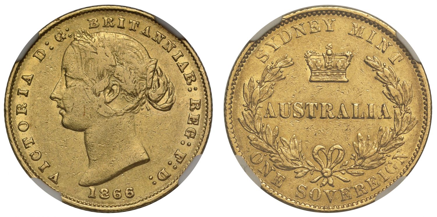 Australia, Victoria 1866 SYDNEY type Sovereign AU50