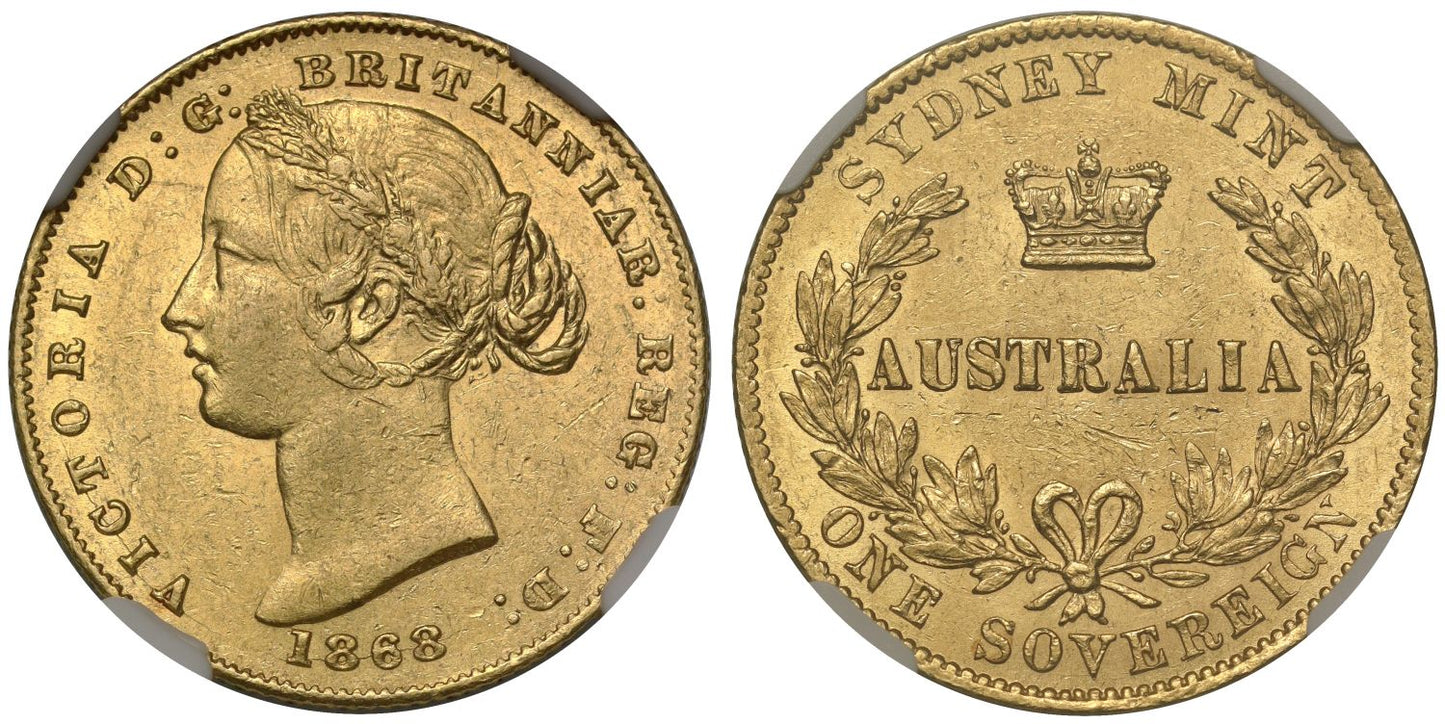 Australia, Victoria 1868 SYDNEY type Sovereign AU53