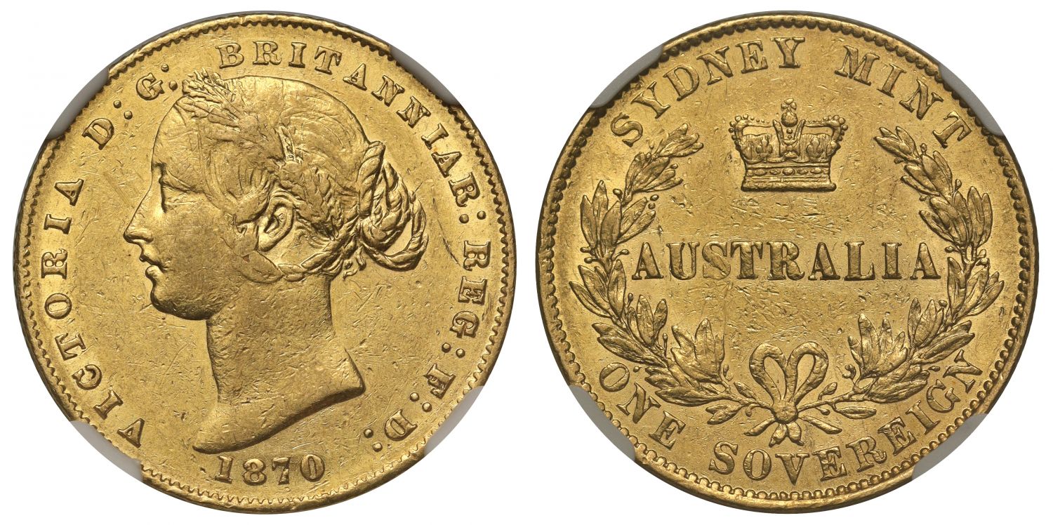 Australia, Victoria 1870 SYDNEY type Sovereign AU53