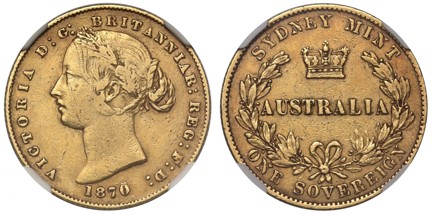 Australia, Victoria 1870 SYDNEY type Sovereign VF35
