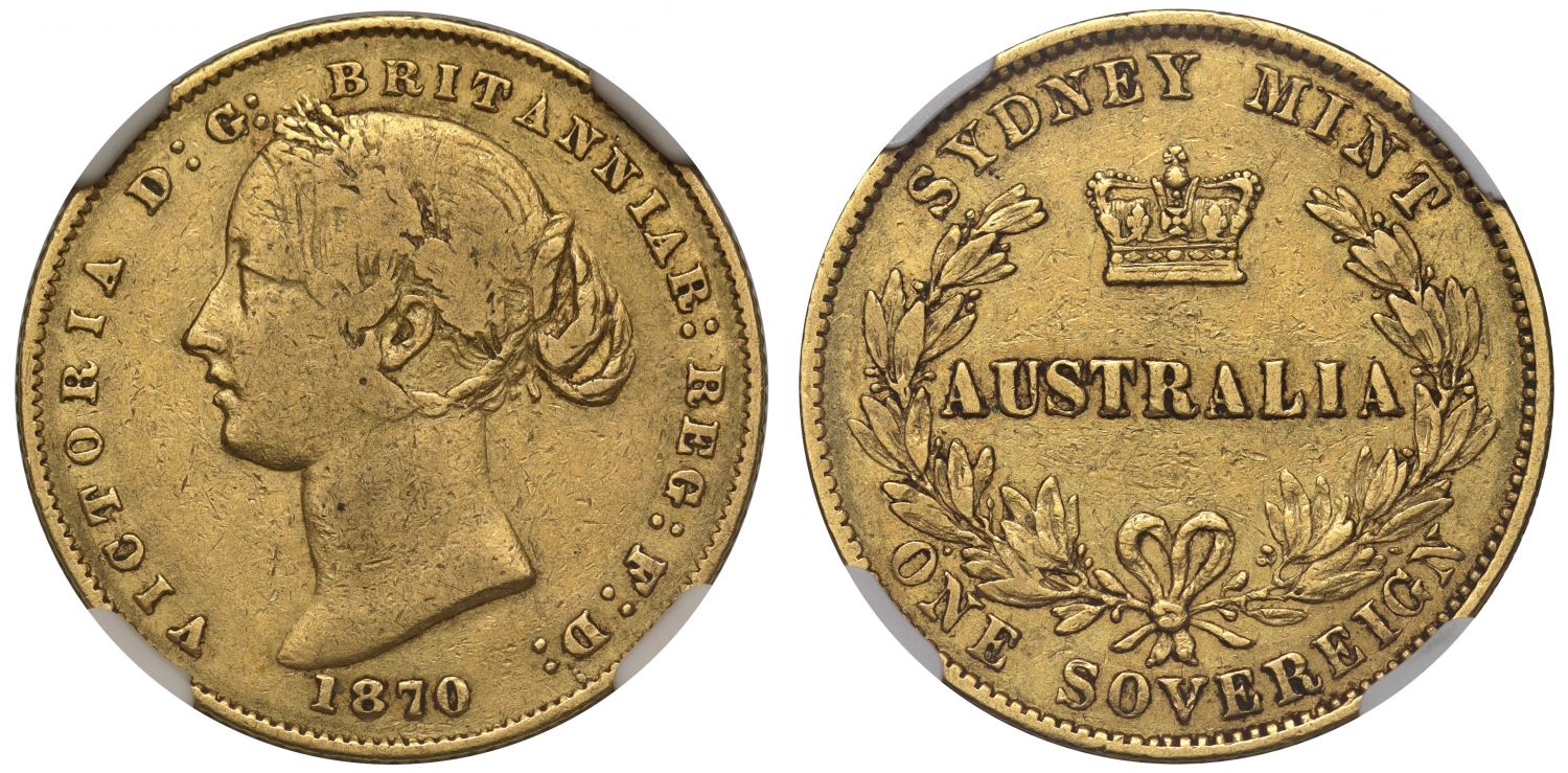 Australia, Victoria 1870 SYDNEY type Sovereign VF30