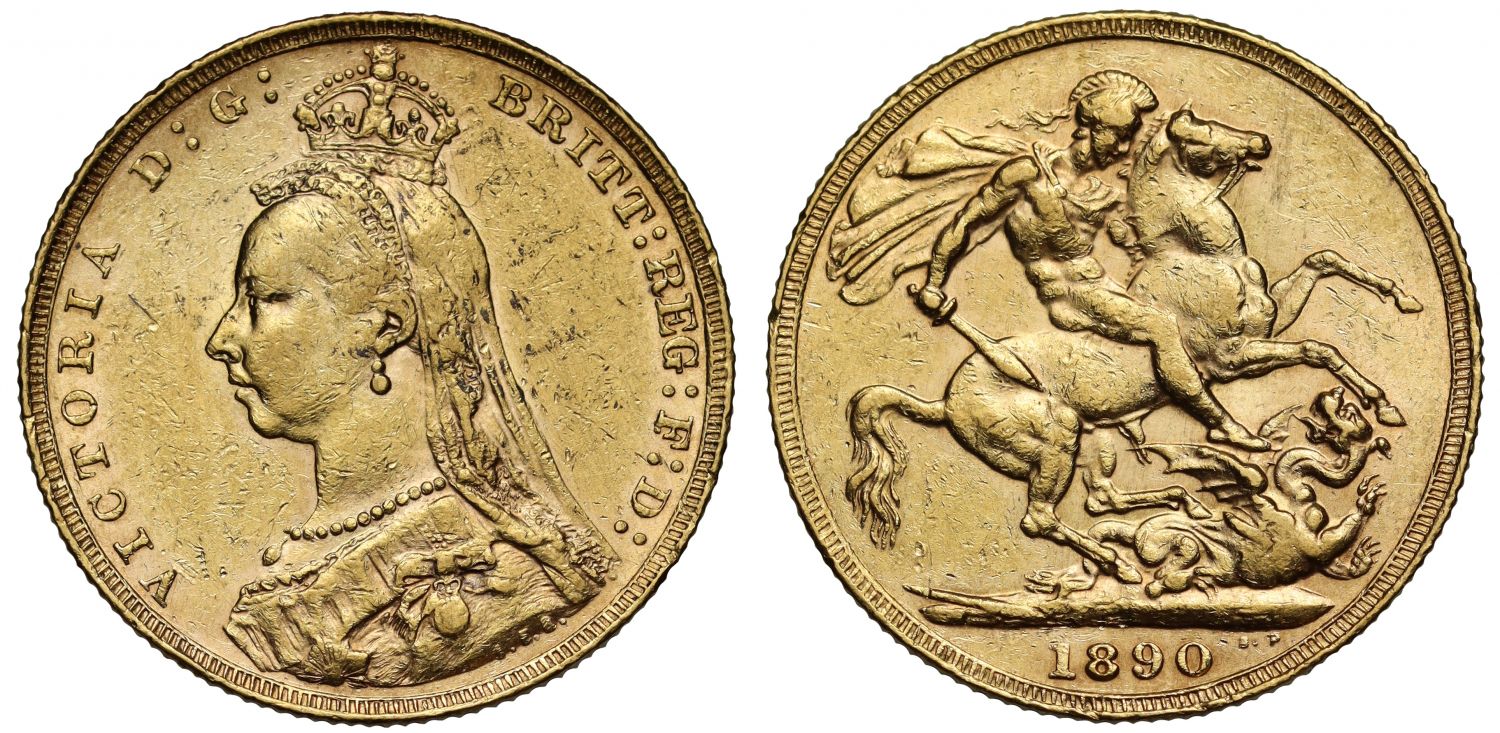Victoria 1890 Sovereign, letter O for zero in date