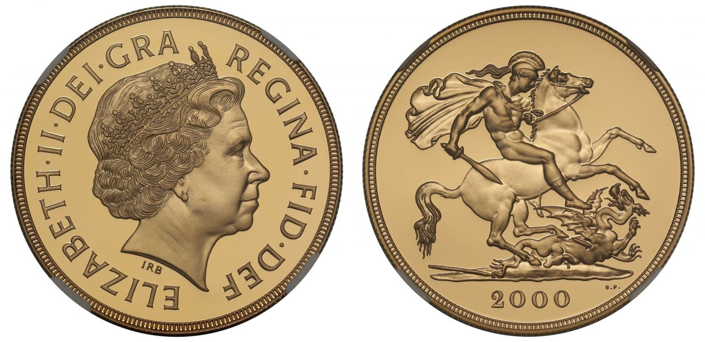 Elizabeth II 2000 proof Five-Pounds PF70 UCAM