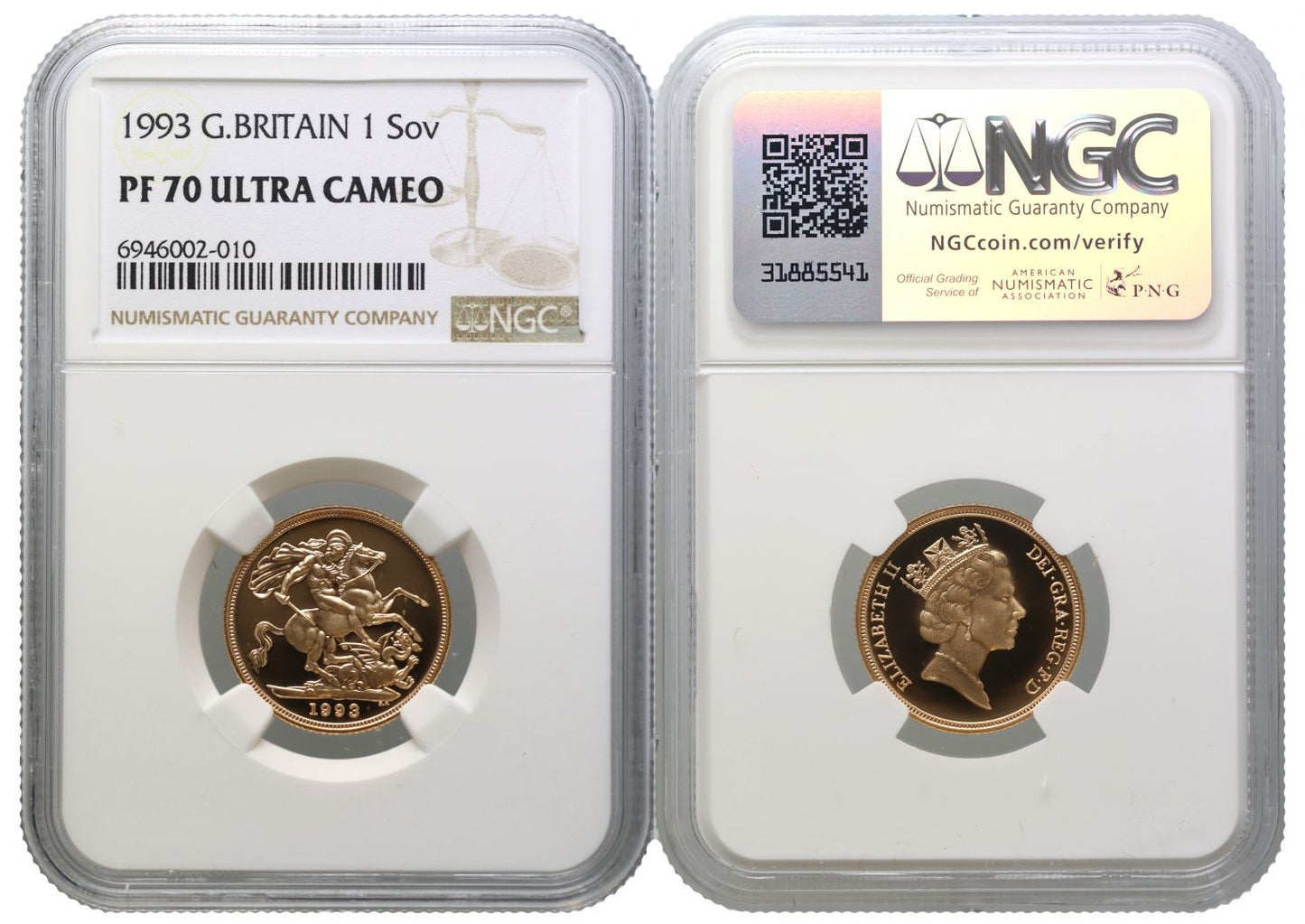 Elizabeth II 1993 proof Sovereign PF70 UCAM
