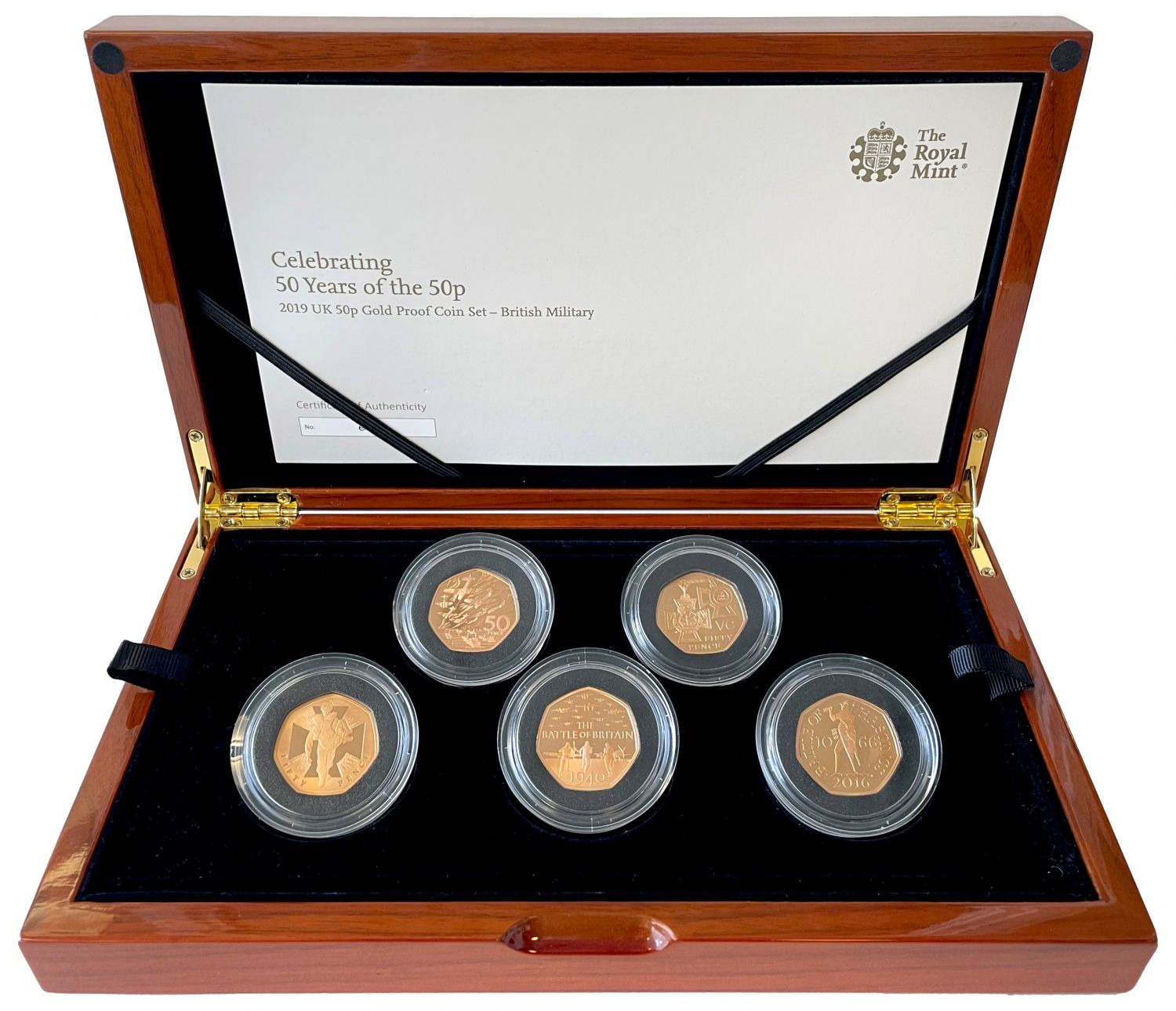 QEII 2019 5-coin gold 50p proof Set - Celebrating 50 Year of the 50p